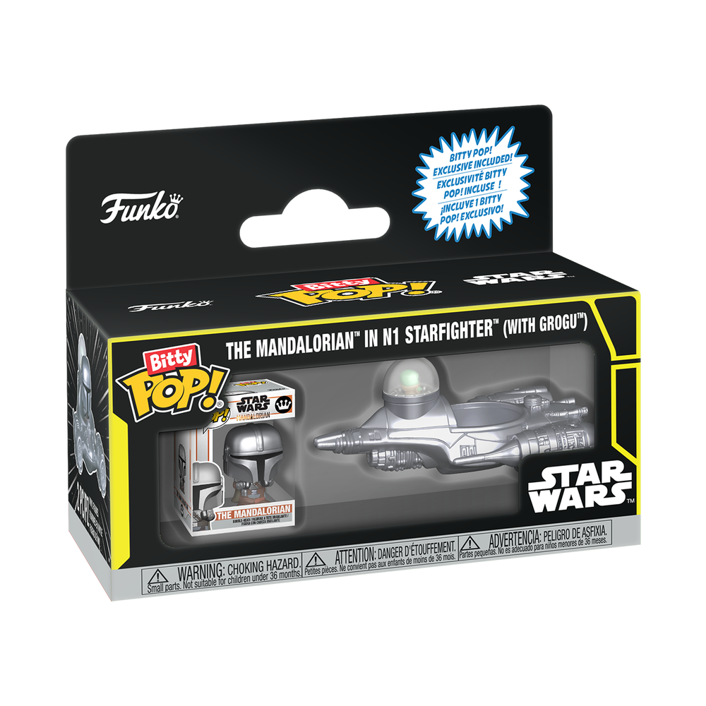 Bitty Pop! Rides The Mandalorian in N1 Starfighter (with Grogu)