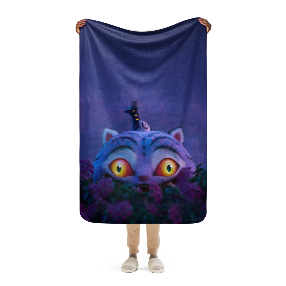 KPop Demon Hunters Derpy Tiger and Sussie Magpie Sherpa Blanket